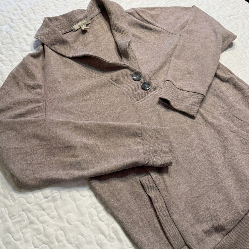 Banana Republic Women M Sweatshirt Brown Shawl Collar Pullover POCKET FALL BASIC